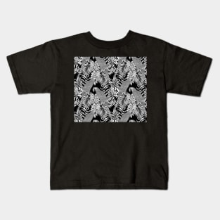 Black and White Parrots Kids T-Shirt